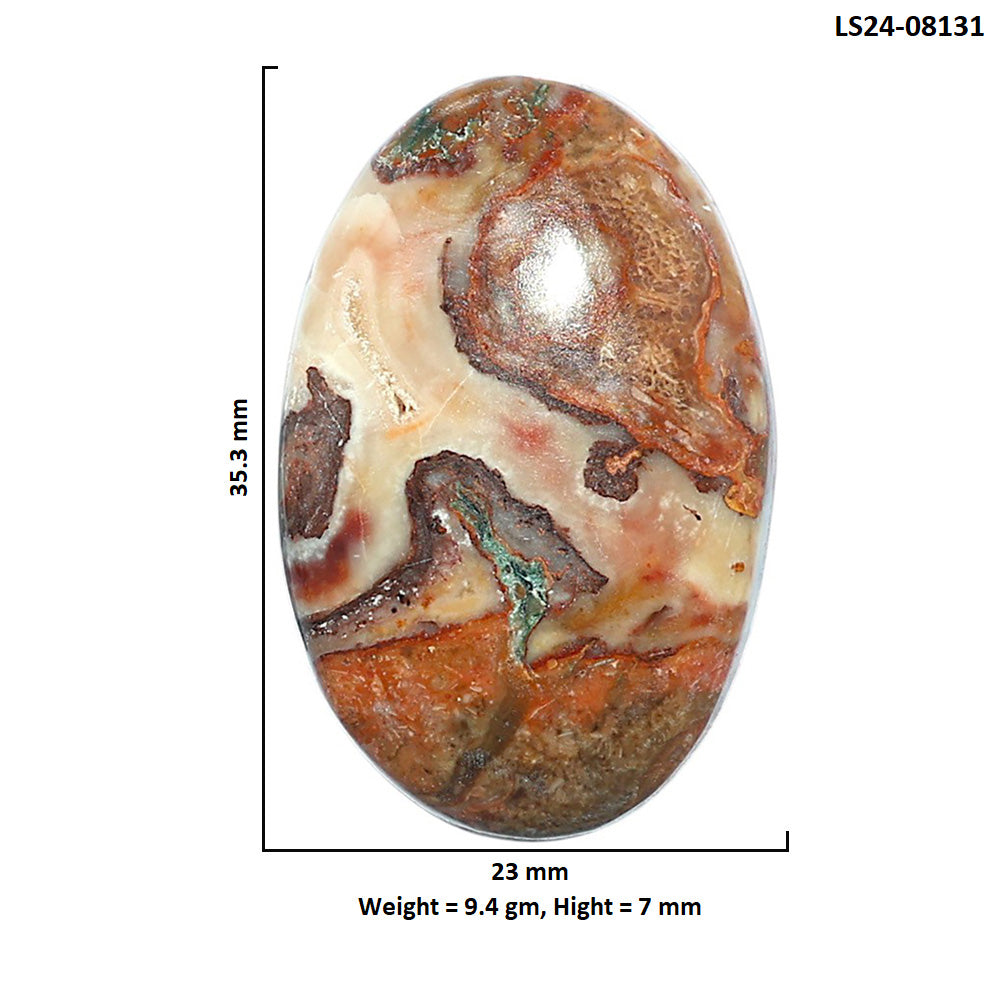 Rosetta Picture Jasper 23x35.3x7 mm Oval Shape Polished Gemstone LS24-08131