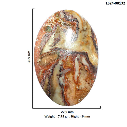 Rosetta Picture Jasper 22.9x33.9x6 mm Oval Shape Polished Gemstone LS24-08132