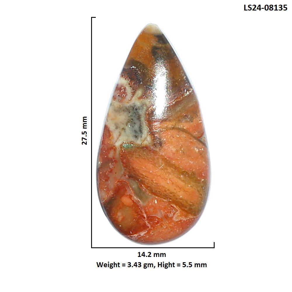 Rosetta Picture Jasper 14.2x27.5x5.5 mm Pear Shape Polished Gemstone LS24-08135