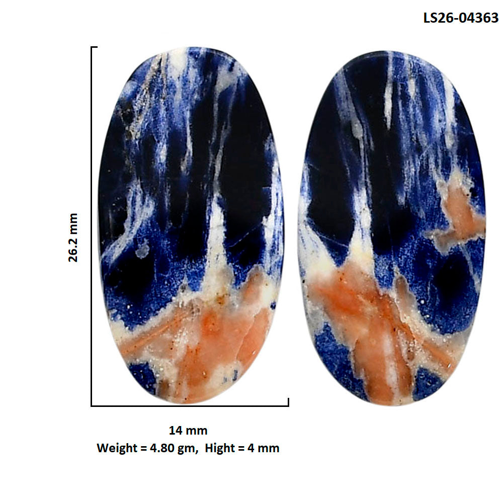 Sodalite Pair 14x26.2x4 mm Oval Shape Polished Gemstone LS26-04363