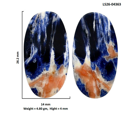 Sodalite Pair 14x26.2x4 mm Oval Shape Polished Gemstone LS26-04363