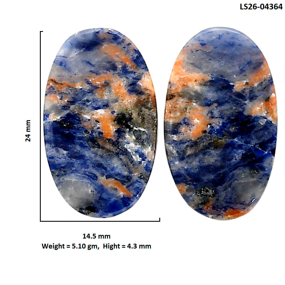 Sodalite Pair 14.5x24x4.3 mm Oval Shape Polished Gemstone LS26-04364
