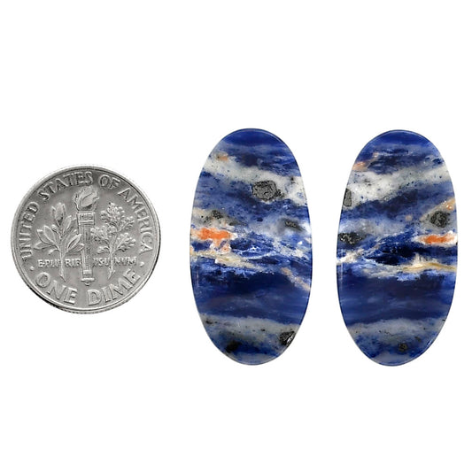 Sodalite Pair 14.5x28.2x4 mm Oval Shape Polished Gemstone LS26-04366