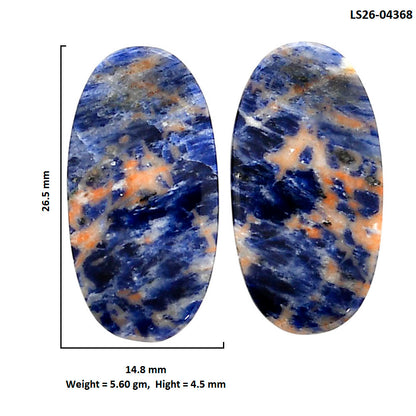 Sodalite Pair 14.8x26.5x4.5 mm Oval Shape Polished Gemstone LS26-04368