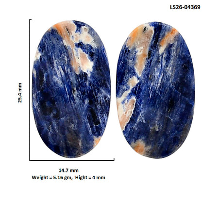 Sodalite Pair 14.7x25.4x4 mm Oval Shape Polished Gemstone LS26-04369