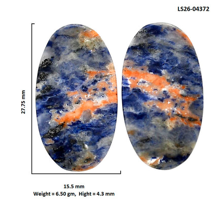 Sodalite Pair 15.5x27.75x4.3 mm Oval Shape Polished Gemstone LS26-04372