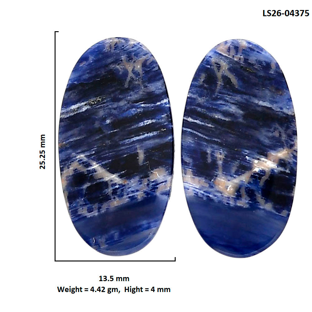 Sodalite Pair 13.5x25.25x4 mm Oval Shape Polished Gemstone LS26-04375