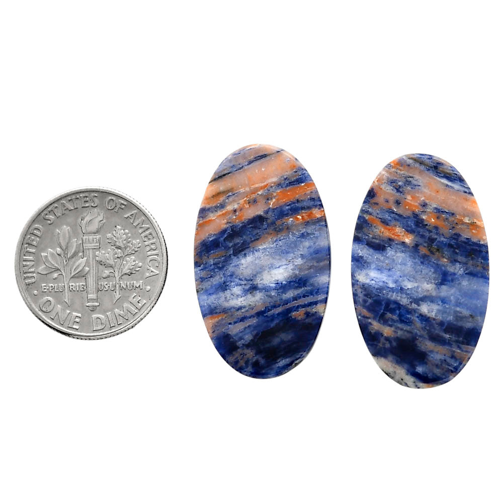 Sodalite Pair 16x27.2x4 mm Oval Shape Polished Gemstone LS26-04378