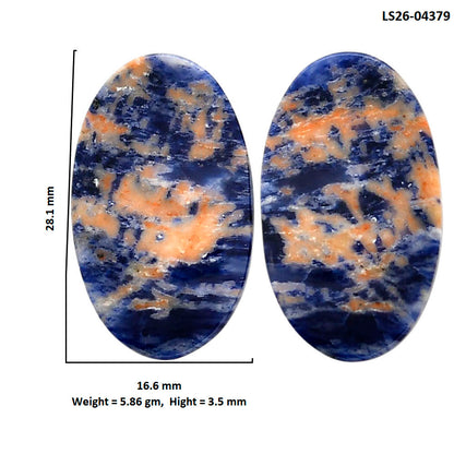 Sodalite Pair 16.6x28.1x3.5 mm Oval Shape Polished Gemstone LS26-04379
