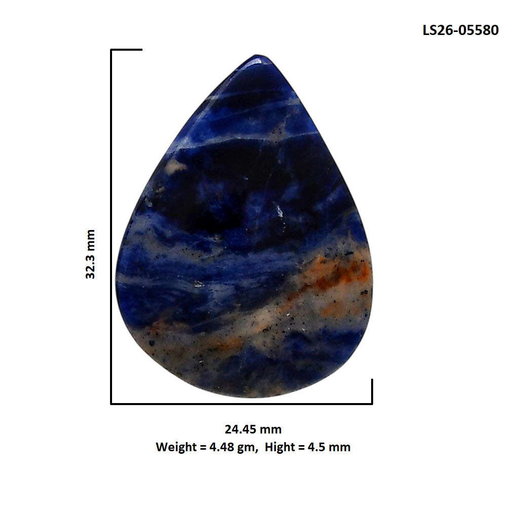Sodalite 24.45x32.3x4.5 mm Pear Shape Polished Gemstone LS26-05580