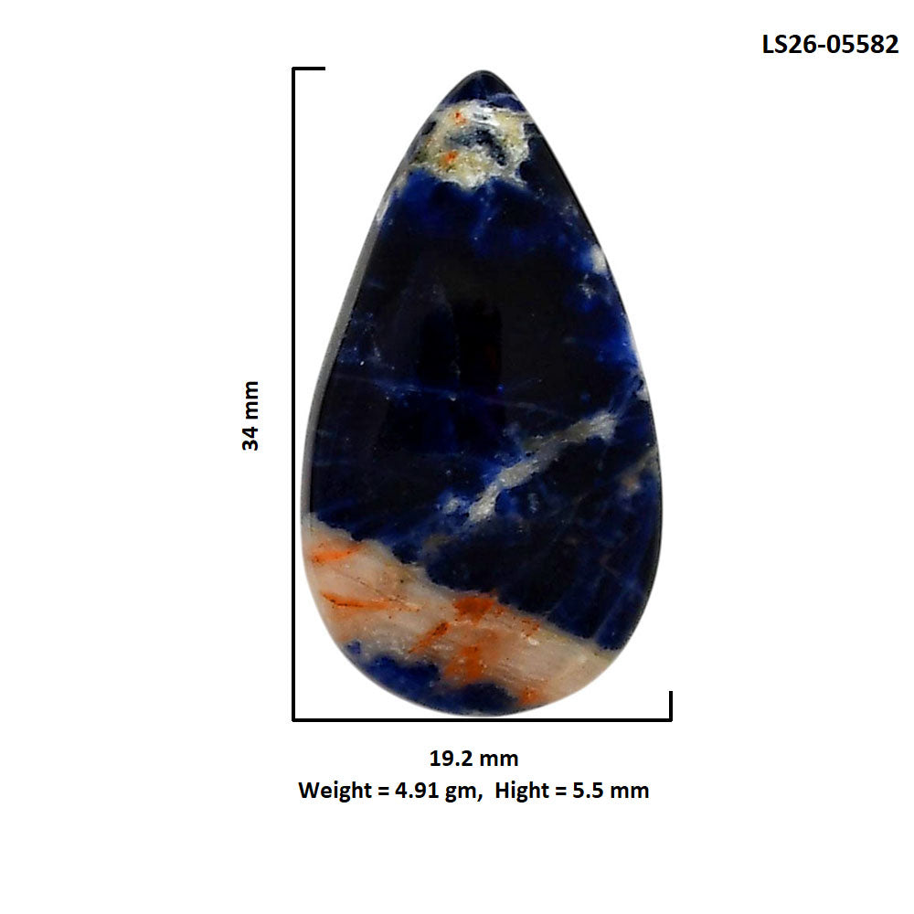 Sodalite 19.2x34x5.5 mm Pear Shape Polished Gemstone LS26-05582