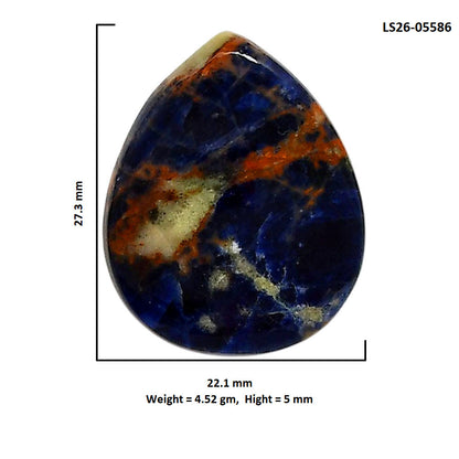 Sodalite 22.1x27.3x5 mm Heart Shape Polished Gemstone LS26-05586