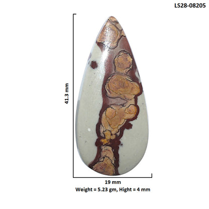 Coffee Bean Jasper 19x41.3x4 mm Pear Shape Polished Gemstone LS28-08205