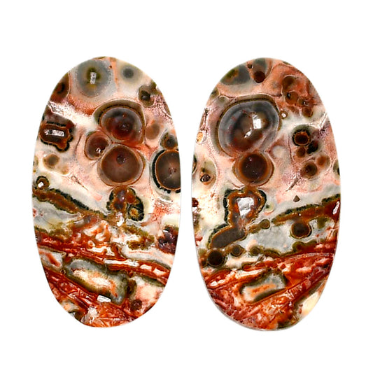 Leopard Skin Jasper Pair 13.5x24.6x4 mm Oval Shape Polished Gemstone LS30-04682