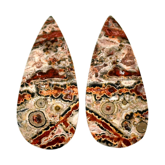 Leopard Skin Jasper Pair 12.5x26.6x4 mm Pear Shape Polished Gemstone LS30-04683