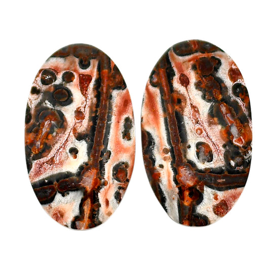 Leopard Skin Jasper Pair 14.5x24.5x4.3 mm Oval Shape Polished Gemstone LS30-04685