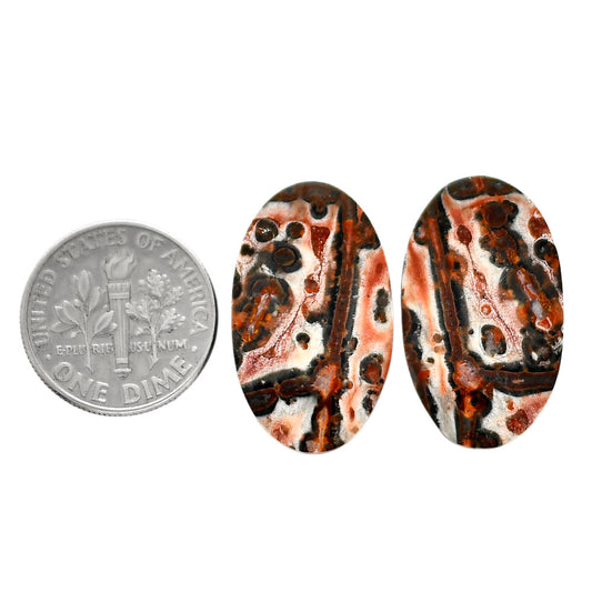 Leopard Skin Jasper Pair 14.5x24.5x4.3 mm Oval Shape Polished Gemstone LS30-04685