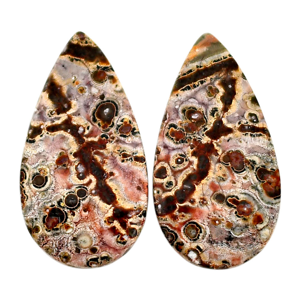 Leopard Skin Jasper Pair 16.3x30.25x5 mm Pear Shape Polished Gemstone LS30-04686