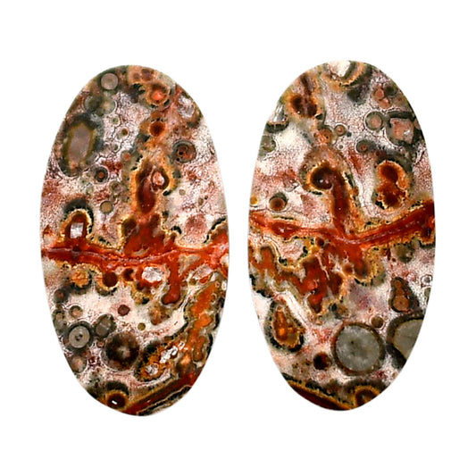 Leopard Skin Jasper Pair 12.5x23.4x4 mm Oval Shape Polished Gemstone LS30-04687