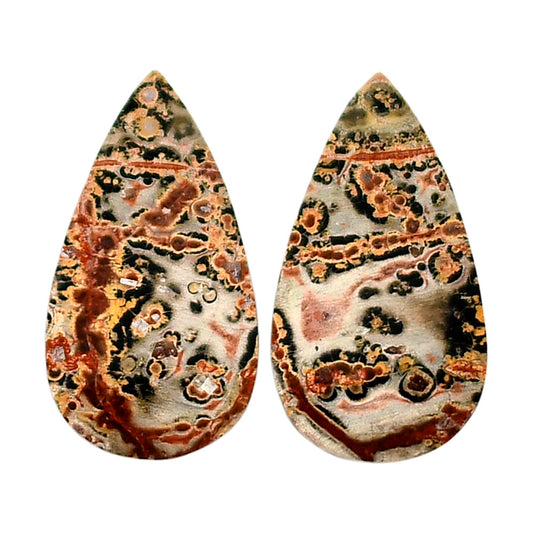 Leopard Skin Jasper Pair 13.4x24.5x4 mm Pear Shape Polished Gemstone LS30-04688