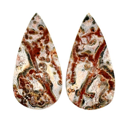 Leopard Skin Jasper Pair 13.2x26x4 mm Pear Shape Polished Gemstone LS30-04689