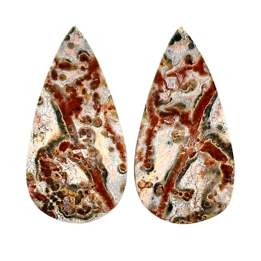 Leopard Skin Jasper Pair 13.2x26x4 mm Pear Shape Polished Gemstone LS30-04689