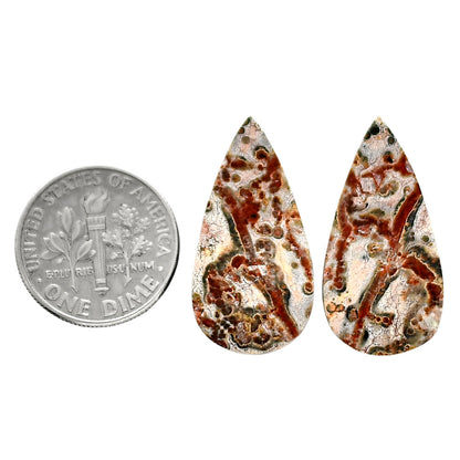 Leopard Skin Jasper Pair 13.2x26x4 mm Pear Shape Polished Gemstone LS30-04689