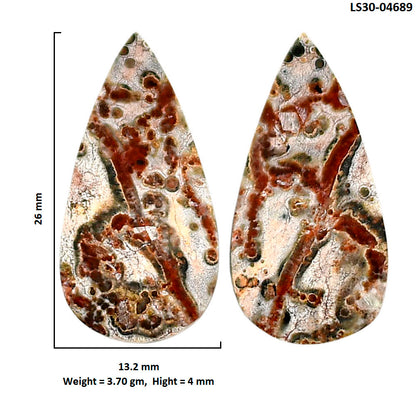 Leopard Skin Jasper Pair 13.2x26x4 mm Pear Shape Polished Gemstone LS30-04689
