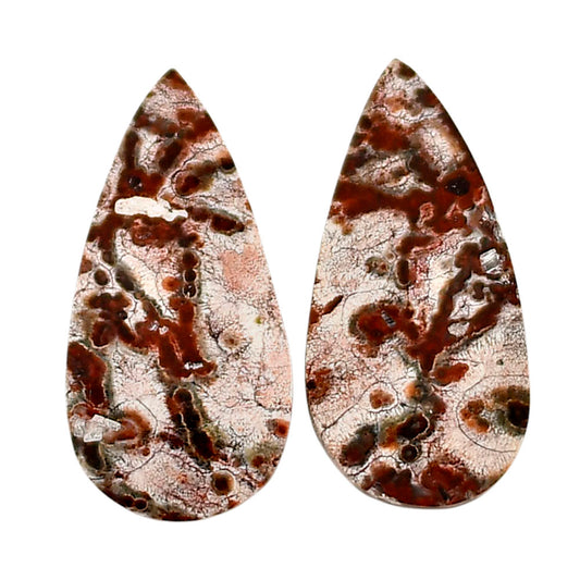 Leopard Skin Jasper Pair 12.4x25x4 mm Pear Shape Polished Gemstone LS30-04690