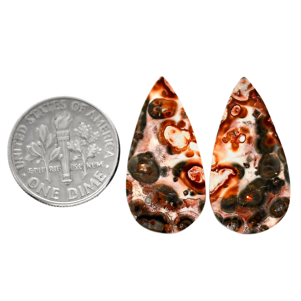 Leopard Skin Jasper Pair 12.7x25x4 mm Pear Shape Polished Gemstone LS30-04692