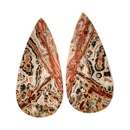 Leopard Skin Jasper Pair 12.6x27x4 mm Pear Shape Polished Gemstone LS30-04693