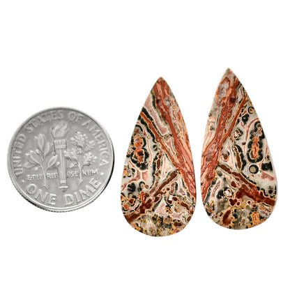 Leopard Skin Jasper Pair 12.6x27x4 mm Pear Shape Polished Gemstone LS30-04693