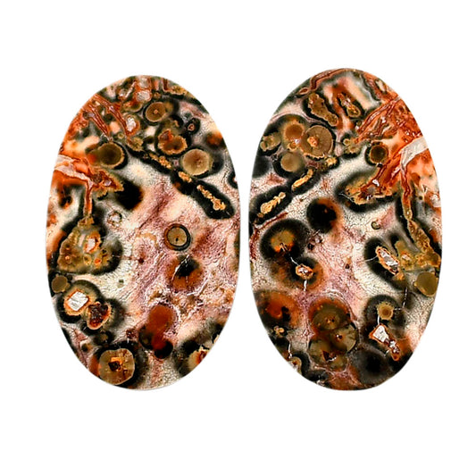 Leopard Skin Jasper Pair 15x24.7x3.7 mm Oval Shape Polished Gemstone LS30-04696