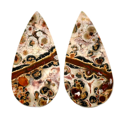 Leopard Skin Jasper Pair 12.4x24.5x4.5 mm Pear Shape Polished Gemstone LS30-04697