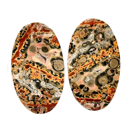 Leopard Skin Jasper Pair 14.5x25.2x4 mm Oval Shape Polished Gemstone LS30-04698
