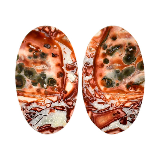 Leopard Skin Jasper Pair 13.8x23.85x4 mm Oval Shape Polished Gemstone LS30-04700