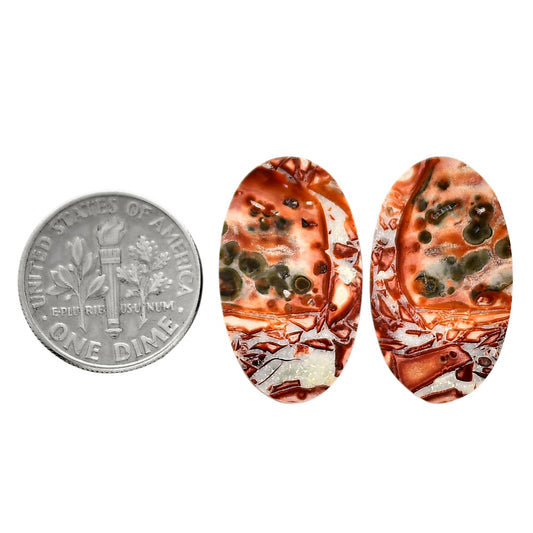 Leopard Skin Jasper Pair 13.8x23.85x4 mm Oval Shape Polished Gemstone LS30-04700