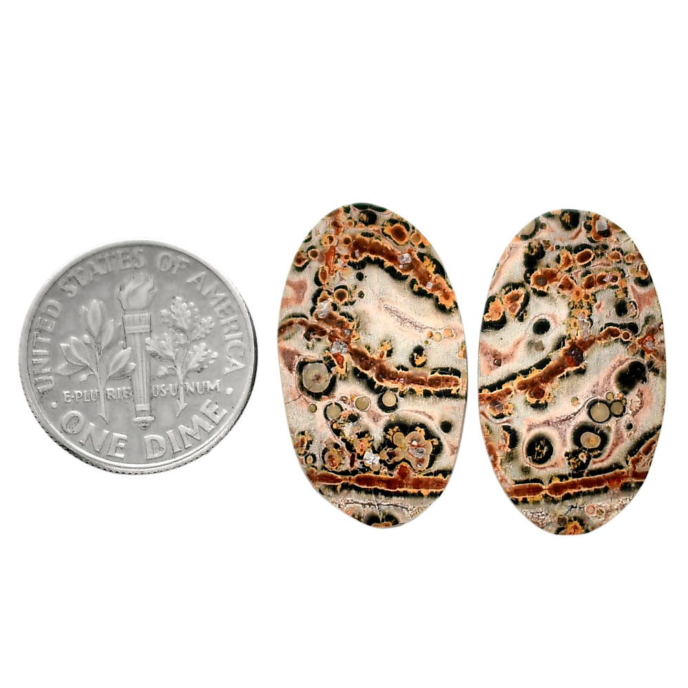 Leopard Skin Jasper Pair 14.1x24.5x4 mm Oval Shape Polished Gemstone LS30-04701