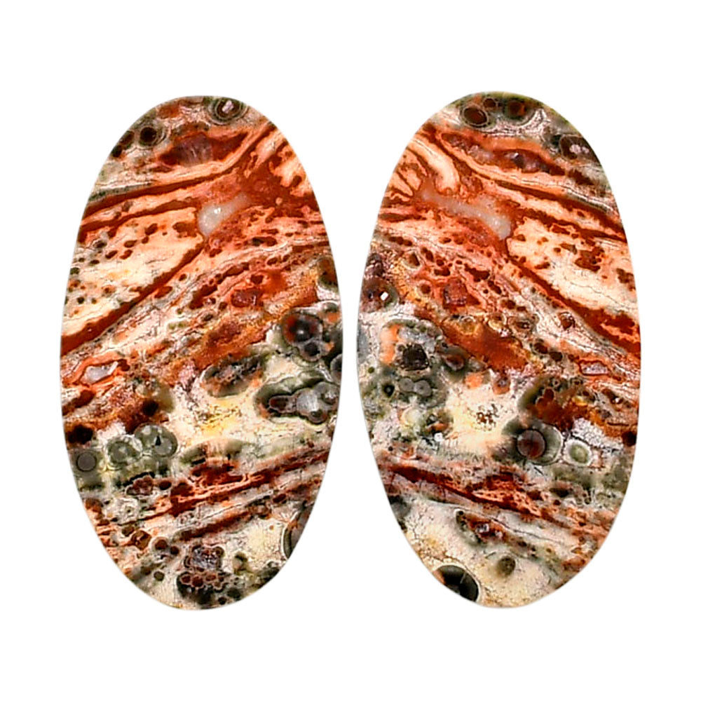 Leopard Skin Jasper Pair 13.1x23.8x4 mm Oval Shape Polished Gemstone LS30-04706