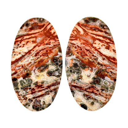 Leopard Skin Jasper Pair 13.1x23.8x4 mm Oval Shape Polished Gemstone LS30-04706