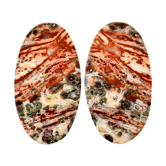 Leopard Skin Jasper Pair 13.1x23.8x4 mm Oval Shape Polished Gemstone LS30-04706