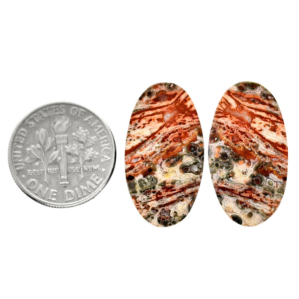 Leopard Skin Jasper Pair 13.1x23.8x4 mm Oval Shape Polished Gemstone LS30-04706