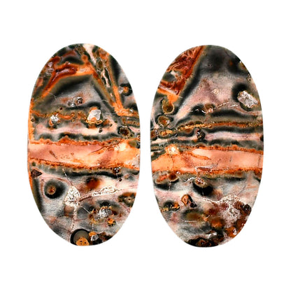 Leopard Skin Jasper Pair 13.2x24.3x4 mm Oval Shape Polished Gemstone LS30-04707
