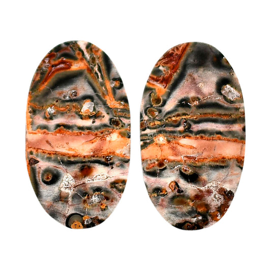 Leopard Skin Jasper Pair 13.2x24.3x4 mm Oval Shape Polished Gemstone LS30-04707