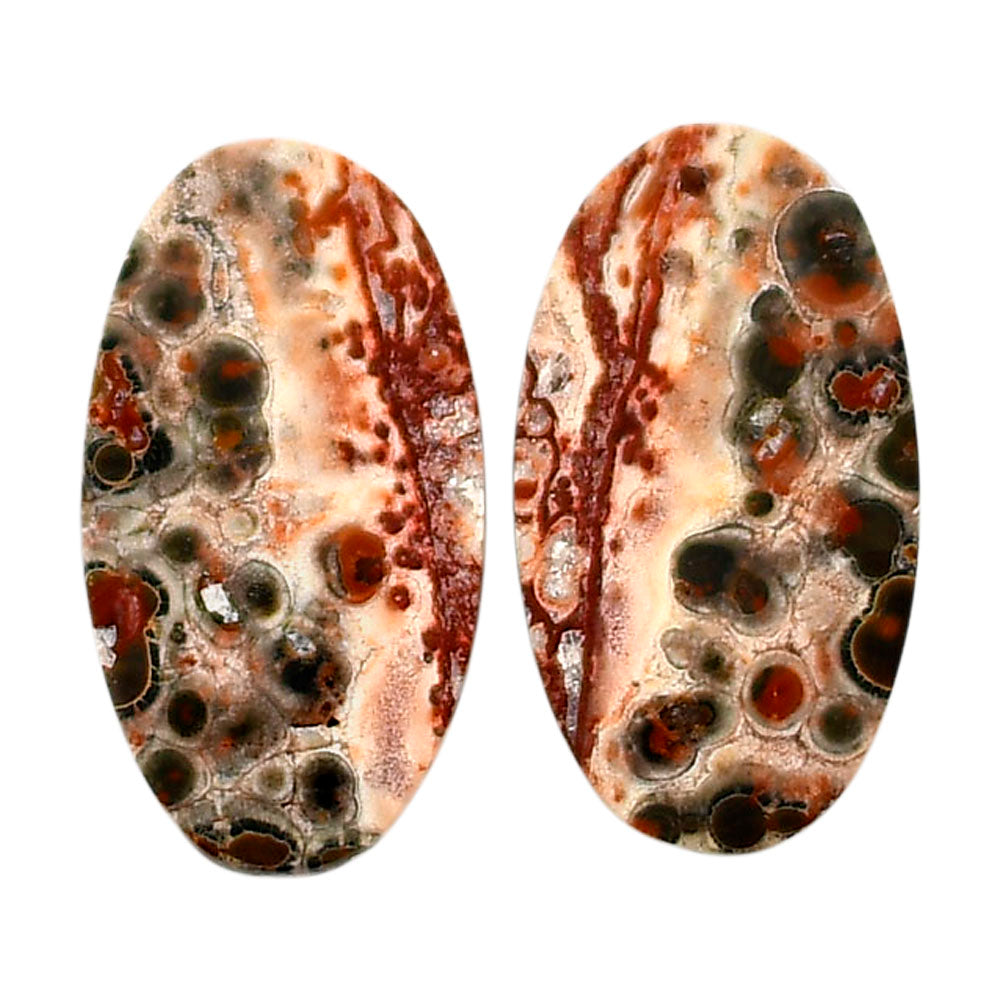 Leopard Skin Jasper Pair 12.5x22.75x3.5 mm Oval Shape Polished Gemstone LS30-04708