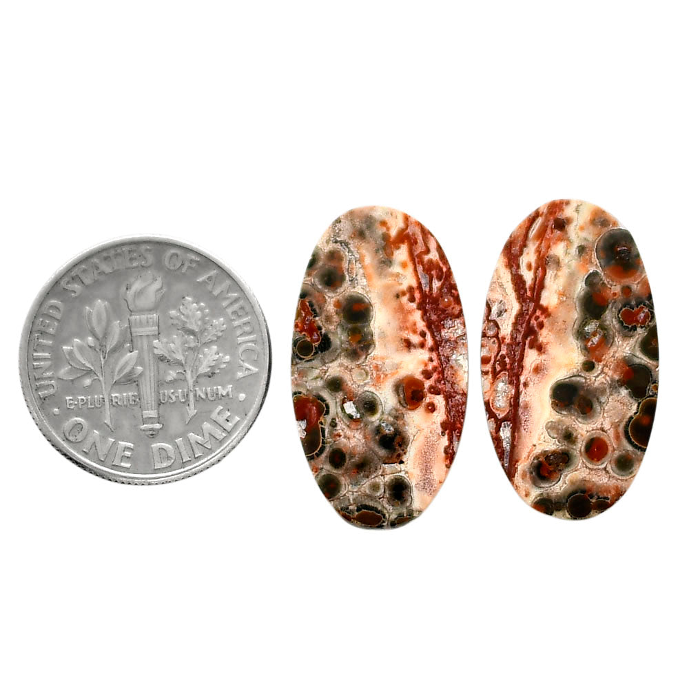 Leopard Skin Jasper Pair 12.5x22.75x3.5 mm Oval Shape Polished Gemstone LS30-04708