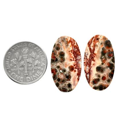 Leopard Skin Jasper Pair 12.5x22.75x3.5 mm Oval Shape Polished Gemstone LS30-04708