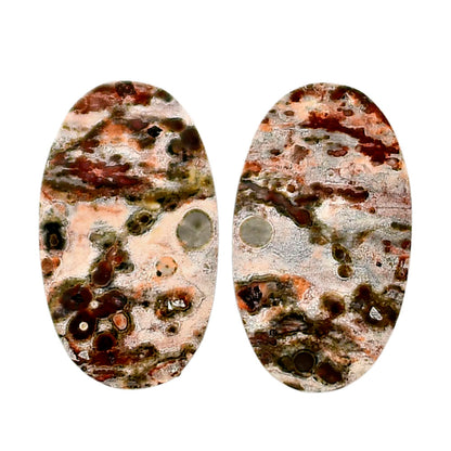 Leopard Skin Jasper Pair 13x22.5x4 mm Oval Shape Polished Gemstone LS30-04709