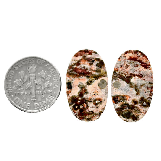 Leopard Skin Jasper Pair 13x22.5x4 mm Oval Shape Polished Gemstone LS30-04709