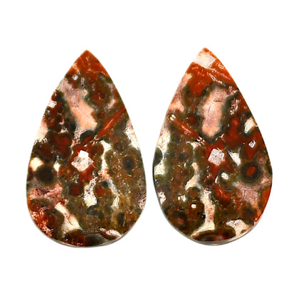 Leopard Skin Jasper Pair 12x20x3.4 mm Pear Shape Polished Gemstone LS30-04711